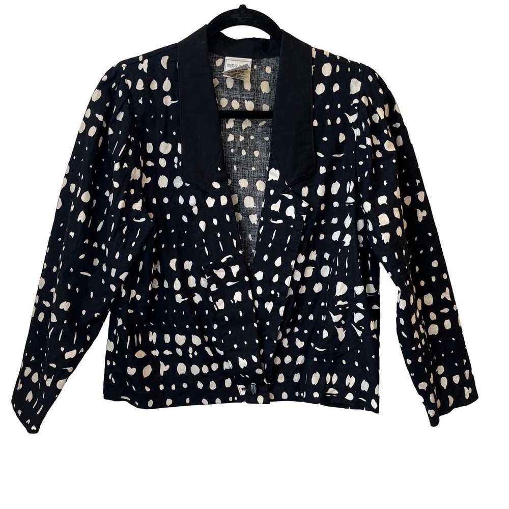 Rare Vintage Merry Finn of Finland Blazer, Mod Black White Cotton Marimekko